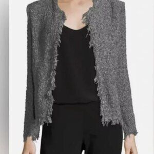 IRO Shavani Gray Cotton Boucle Knit Jacket Size 34